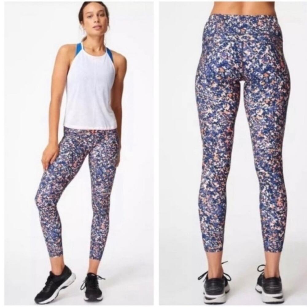Sweaty Betty Blue&Orange Multi The Power 7/8 Leggings Sz.S